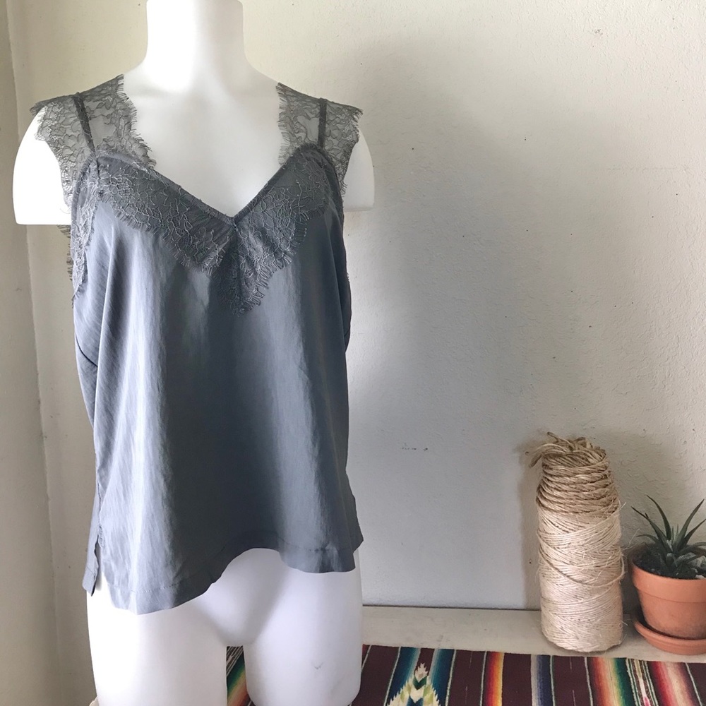 Grey silky Lace Cami
